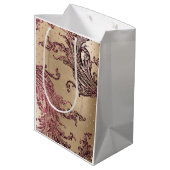 Glitterende Gouden Glam Bourgondië Harten Bruiloft Medium Cadeauzakje (Achterkant Gekanteld)