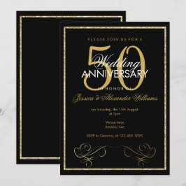 Glitterende Gouden Glamour Kader 50ste Huwelijk Kaart