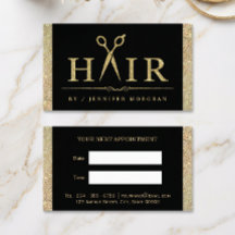 Glitterende Gouden Glans Haar Salon Afspraakkaart
