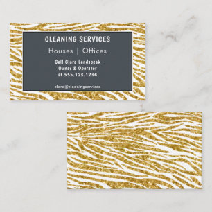 Glitterende Gouden Glitter Zebrastreep Schoonmaakd Visitekaartje