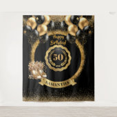 Glitterende Gouden Hoge Hakken 50e Verjaardag Deco Wandkleed (Voorkant)