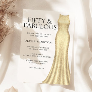 Glitterende gouden jurk vrouwen 50ste verjaardagsf kaart