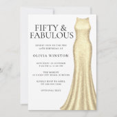 Glitterende gouden jurk vrouwen 50ste verjaardagsf kaart (Voorkant)