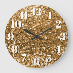 Glitterende Gouden Klomp Glitter Grote Klok