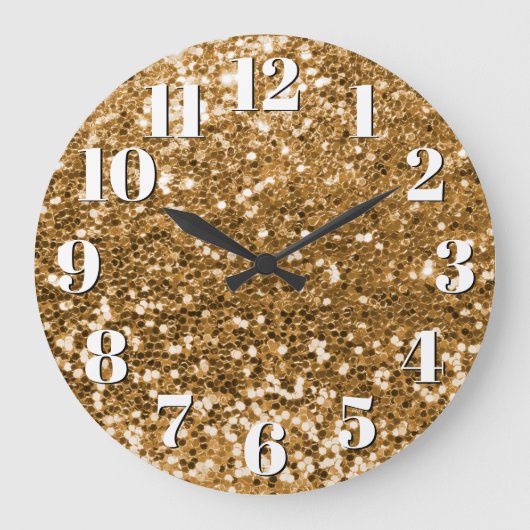 Glitterende Gouden Klomp Glitter Grote Klok (Voorkant)