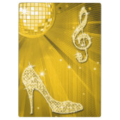 Glitterende Gouden Muzieknote & Stiletto Hak Klembord (Achterkant)
