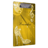 Glitterende Gouden Muzieknote & Stiletto Hak Klembord (Rechts)