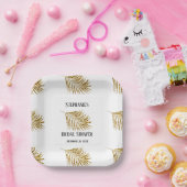 Glitterende Gouden Palmboomblad Bruiloft Bridal Sh Papieren Bordje (Feest)