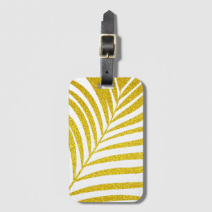 Glitterende Gouden Palmboomblad Tropisch Cadeau Fa Bagagelabel