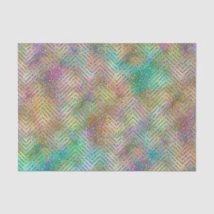 Glitterende Gouden Regenboog Lichtjes Chevron Patr Tissuepapier