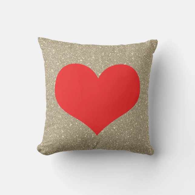 Glitterende gouden rode hart cute Valentijnsdag ca Buitenkussen (Voorkant)