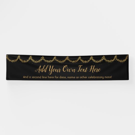Glitterende Gouden Slinger Voeg Je Eigen Tekst Toe Spandoek (Horizontaal)