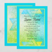 Glitterende Gradiënt Bat Mitzvah Turquoise Lime Ui Kaart (Voorkant / Achterkant)