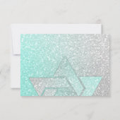 Glitterende Gradiënt RSVP Aqua Kaartje (Achterkant)