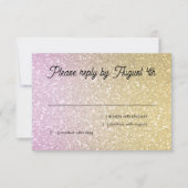 Glitterende Gradiënt RSVP Goud en Roze Kaartje (Voorkant)
