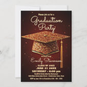 Glitterende Graduation Cap & Red Sparkle Confetti Kaart (Voorkant)