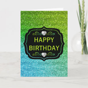 Glitterende groene en blauwe verloop glinster verj kaart