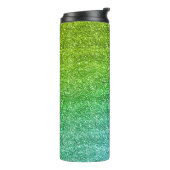 Glitterende groene en blauwe verloop glitter thermosbeker (Gedraaid links)