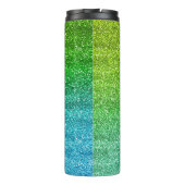 Glitterende groene en blauwe verloop glitter thermosbeker (Achterkant)