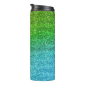 Glitterende groene en blauwe verloop glitter thermosbeker (Geroteerd rechts)