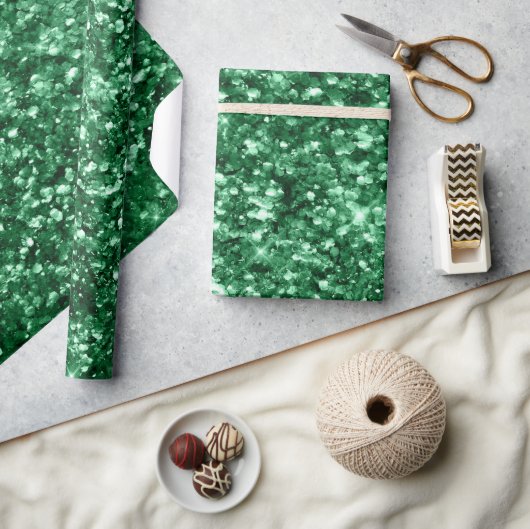 Glitterende groene kerst glitter cadeaupapier (Crafts)
