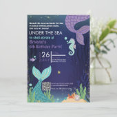 Glitterende Grot Onder het Zee Zeemeerminnen Verja Kaart (Staand voorkant)