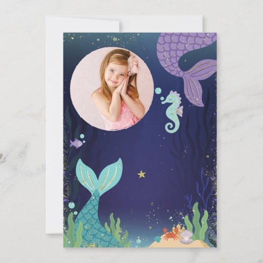 Glitterende Grot Onder het Zee Zeemeerminnen Verja Kaart (Achterkant)