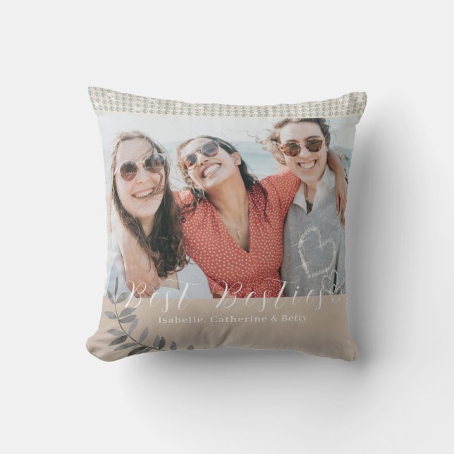 Glitterende harten Besties Foto Kussen (Voorkant)