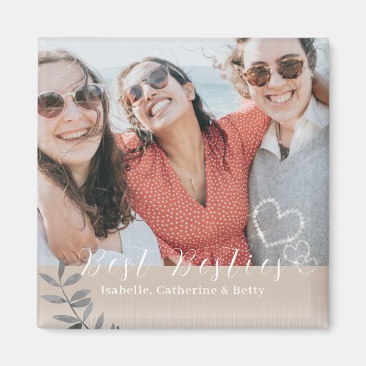 Glitterende harten Besties Foto Magneet (Voorkant)