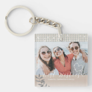 Glitterende harten Besties Foto Sleutelhanger