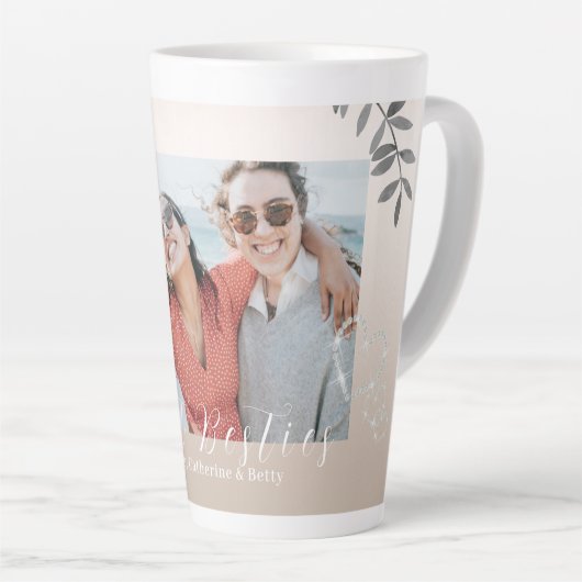 Glitterende harten Besties Latte Mok (Rechterhoek)