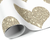 Glitterende hartpatronen goud wit glinsteren cadeaupapier (Rol Hoek)