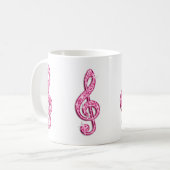 Glitterende Heet Roze Muzieknoot Koffiemok (Voorkant links)