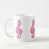 Glitterende Heet Roze Muzieknoot Koffiemok (Links)