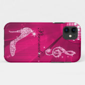 Glitterende Heet Roze Muzieknoot & Stiletto Hak Case-Mate iPhone Case (Achterkant (horizontaal))