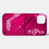 Glitterende Heet Roze Muzieknoot & Stiletto Hak Case-Mate iPhone Case (Achterkant (horizontaal))