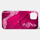 Glitterende Heet Roze Muzieknoot & Stiletto Hak Case-Mate iPhone Case (Achterkant (horizontaal))
