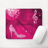 Glitterende Heet Roze Muzieknoot & Stiletto Hak Muismat (Met muis)