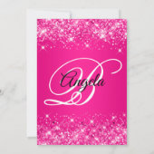 Glitterende Heet Roze Ombre Fancy Monogram Kaart (Achterkant)