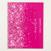Glitterende Heet Roze Swash Handtekening Planner (Voorkant)