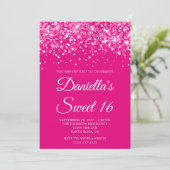 Glitterende Heet Roze Sweet 16 Kaart (Staand voorkant)
