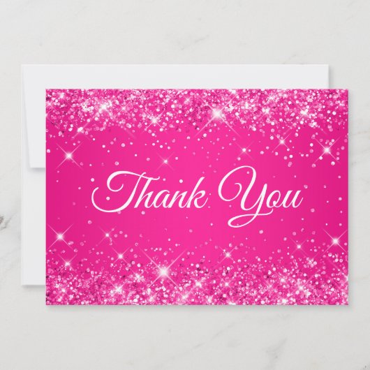 Glitterende hete roze 40e verjaardag bedankkaart (Voorkant)