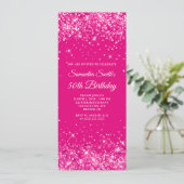 Glitterende hete roze 50e verjaardag kaart (Staand voorkant)