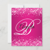 Glitterende hete roze framboos ombre fancy monogra (Achterkant)