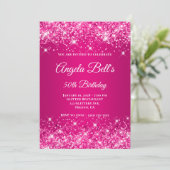 Glitterende hete roze framboosmonogram 50ste verja kaart (Staand voorkant)