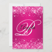Glitterende hete roze framboosmonogram 50ste verja kaart (Achterkant)