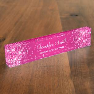 Glitterende hete roze gradiënt naambordje