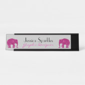 Glitterende hete roze Olifant Aangepaste naam Bero Bureau Naambordje (Voorkant)