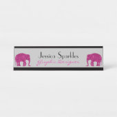 Glitterende hete roze Olifant Aangepaste naam Bero Bureau Naambordje (Voorkant)