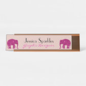 Glitterende hete roze Olifant Aangepaste naam Bero Bureau Naambordje (Voorkant)